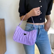 Toutek Women Tote Bag Fashion Pleated PU Casual Underarm Handbag (Purple)