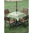 thumbnail image 3 of Outdoor Tablecloth with Umbrella Hole and Zipper, Watercolor Floral Square Table Cloth 60x60 Inch Waterproof Tablecloth, Spring Flowers Leaves Botanical Green Plaid Picnic Table Cover for Patio, 3 of 7