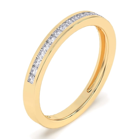 DewberryDiamonds 1/5 Carat Lab Grown IGI Certified Diamond Wedding Band | 14K Solid Yellow Gold Stackable Channel Set Wedding Promise Ring (VS/F-G) Size 8