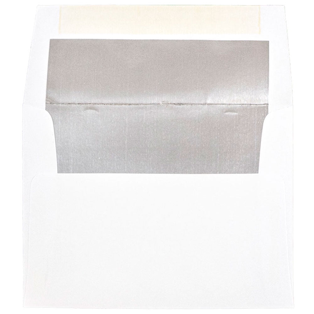 JAM Paper Foil Lined Invitation Envelopes 6 x 8 White with Silver
