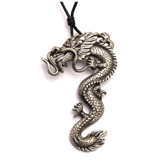 Dragon Silver Pewter Charm Necklace Pendant Jewelry