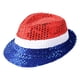 thumbnail image 4 of Sombrero del 4 de julio, accesorios de vestuario, moda para el Día de la Independencia, lentejuelas, Fedora, 4 of 9