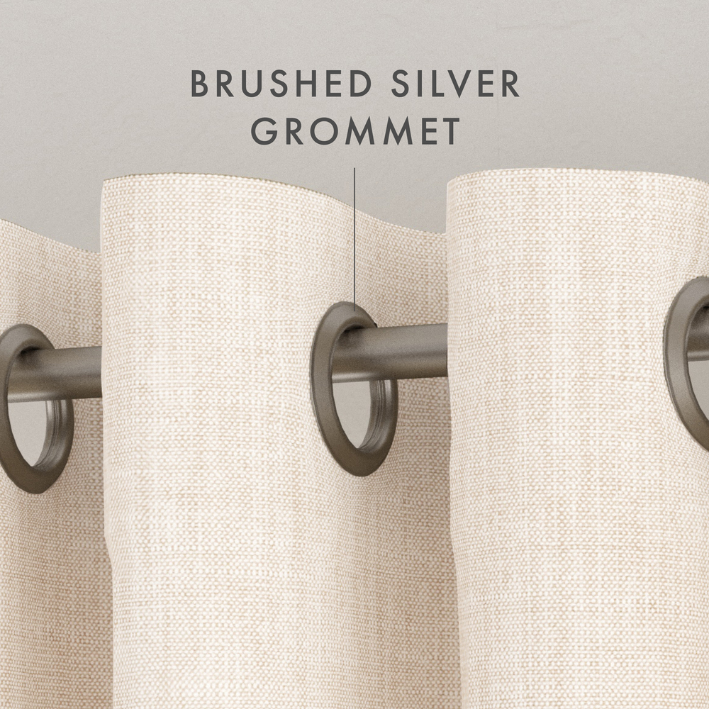 Noble Linens Ivory Linen Blend Energy Saving Grommet Curtain Panel, 50" x 84" 2 Panels
