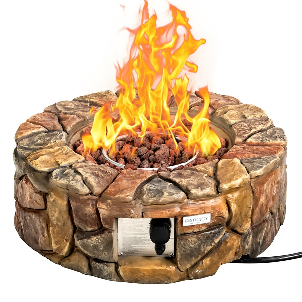 Costway 28'' Propane Gas Fire Pit Outdoor 40,000 BTU Stone Finish Lava