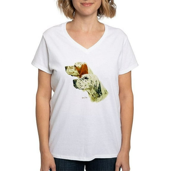 CafePress - Eng Setter Multi Women's V Neck T Shirt - Womens Cotton V-Neck T-shirt