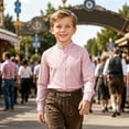 thumbnail image 2 of JAJAHO Boys Button Down Shirt Long Sleeve Plaid Dress Shirts With Pocket Stand Collar Regular Fit Blouses Formal Wear For Kids 2-14Y Trendy Tops, 2 of 4
