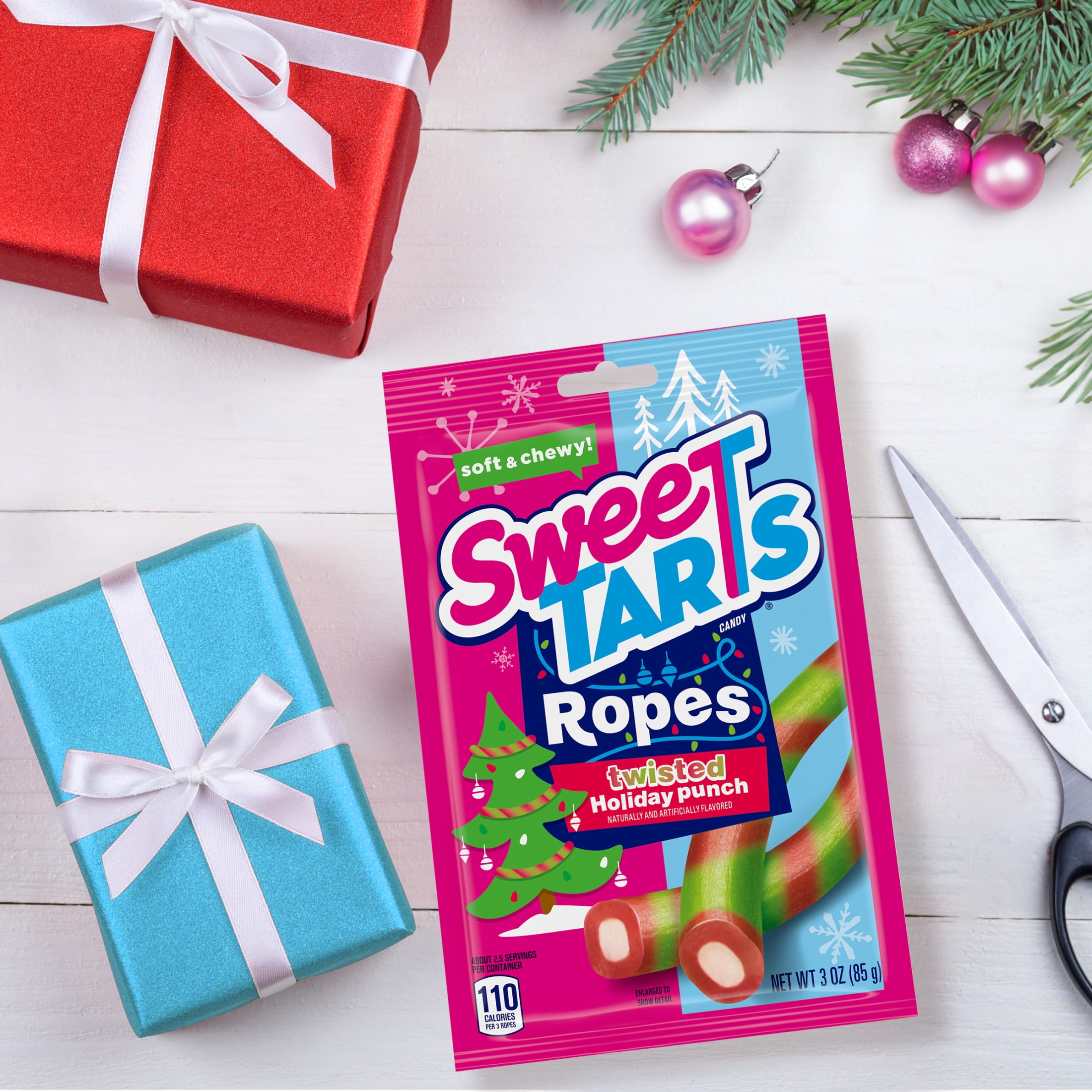 SweeTARTS Sour Sweet Xmas Filled Ropes Candy, Twisted