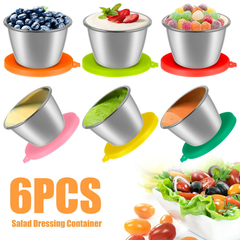 6pcs Reusable Sauce Cups Salad Dressing Container Condiment