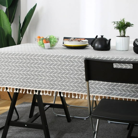 AUQ Wipeable Tablecloths,Keeps Fresh Simple Table Cloth,Natural Non-Toxic Table Covers,Gray