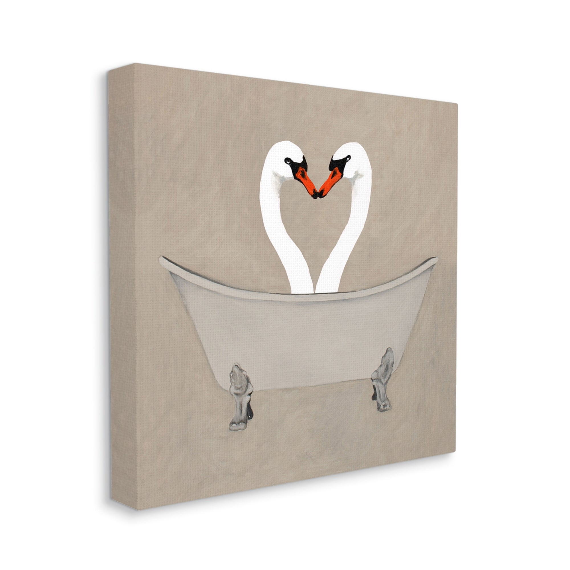 Stupell Industries Two Swans Heart Shape Bathtub Animals & Insects Painting Gallery Wrapped Canvas Print Wall Art