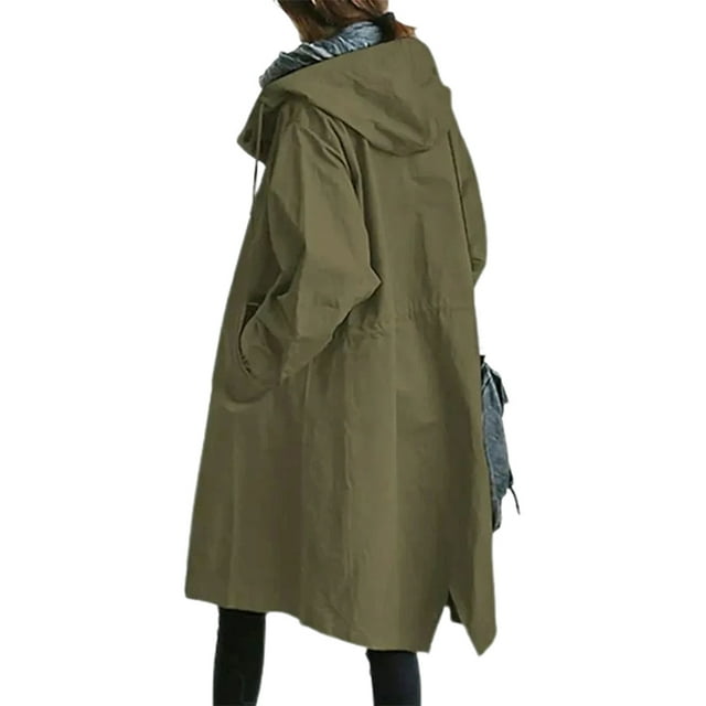 CAROOTU Coupe-Vent Femme Veste Décontractée Ample Boutons Poches Capuche Coupe-Vent
