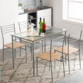 thumbnail image 3 of SESSLIFE 5 Piece Table and Chairs Set, Modern Dining Table with 4 Chairs, Iron Glass Dining Table and Chairs Set, Home Kitchen Breakfast Table Set, 3 of 10
