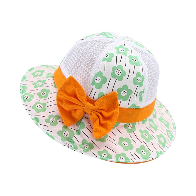 Toddler Baby Summer Sun Protection Fashion Flower Print Mesh Breathable Sun-Hat Cute Sunscreen Hat Cap