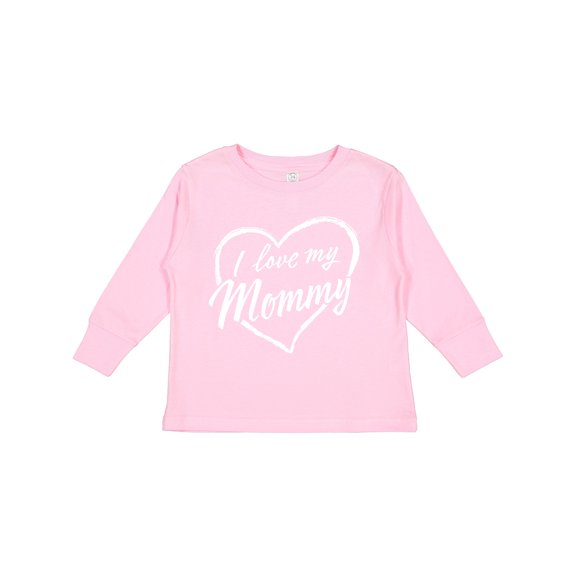 Inktastic I Love My Mommy in White Chalk Heart Boys or Girls Long Sleeve Toddler T-Shirt