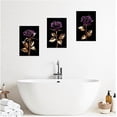 thumbnail image 2 of ZHONGYUTONG Rose Gold Wall Art Set of 3 Black and Gold Flower Painting Prints Red Rose Canvas Pictures Floral Bathroom Bedroom Home Decor Framed (12.00" x 16.00" x 3PCS), 2 of 4