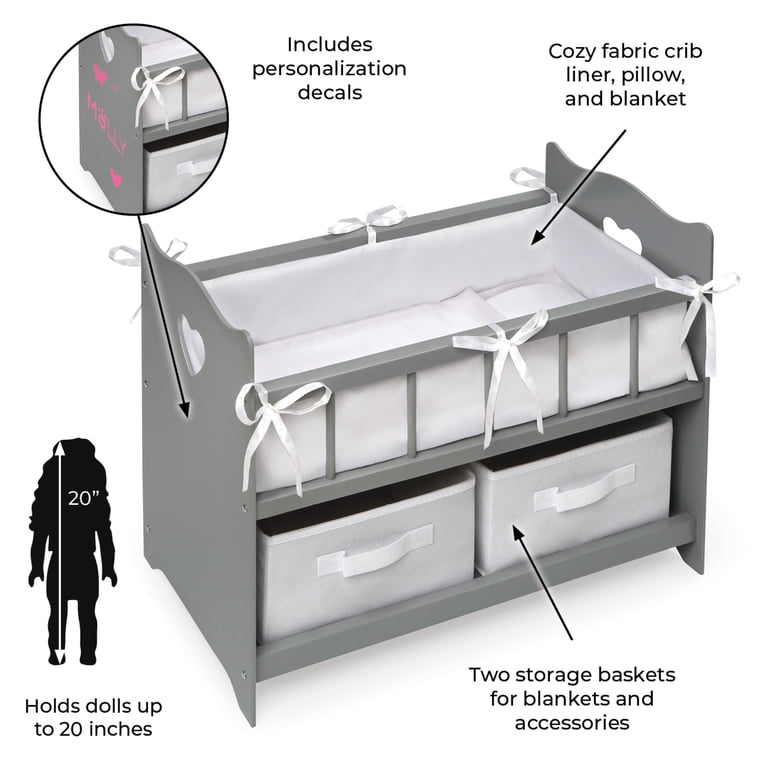 Badger Basket Executive Doll Crib Storage Gray photo 3