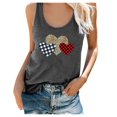 thumbnail image 1 of Cadeaux pour Maman Femmes Grande Taille Été Imprimé Animal Col Rond Sans Manches T-Shirt Haut Débardeur, 1 of 6