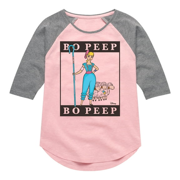 Toy Story 4 - Type Block Bo Peep - Toddler & Youth Girls Raglan Graphic T-Shirt