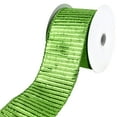 thumbnail image 1 of Christmas Shiny Metallic Woven Stripes Wired Ribbon, 2-1/2-Inch, 10-Yard - Lime Green, 1 of 1