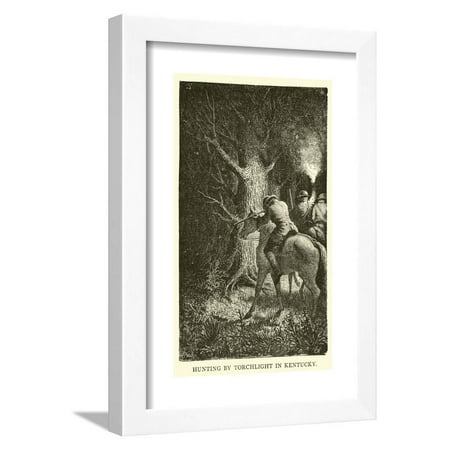 Hunting by Torchlight in Kentucky Framed Print Wall