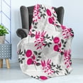 thumbnail image 4 of Floral Soft Flannel Fleece Throw Blanket, Repetitive Nostalgic Pattern with Abstract Flowers and Leaves, Cozy Plush for Indoor and Outdoor Use, 50" x 70", Magenta Dark Grey White, by Ambesonne, 4 of 5