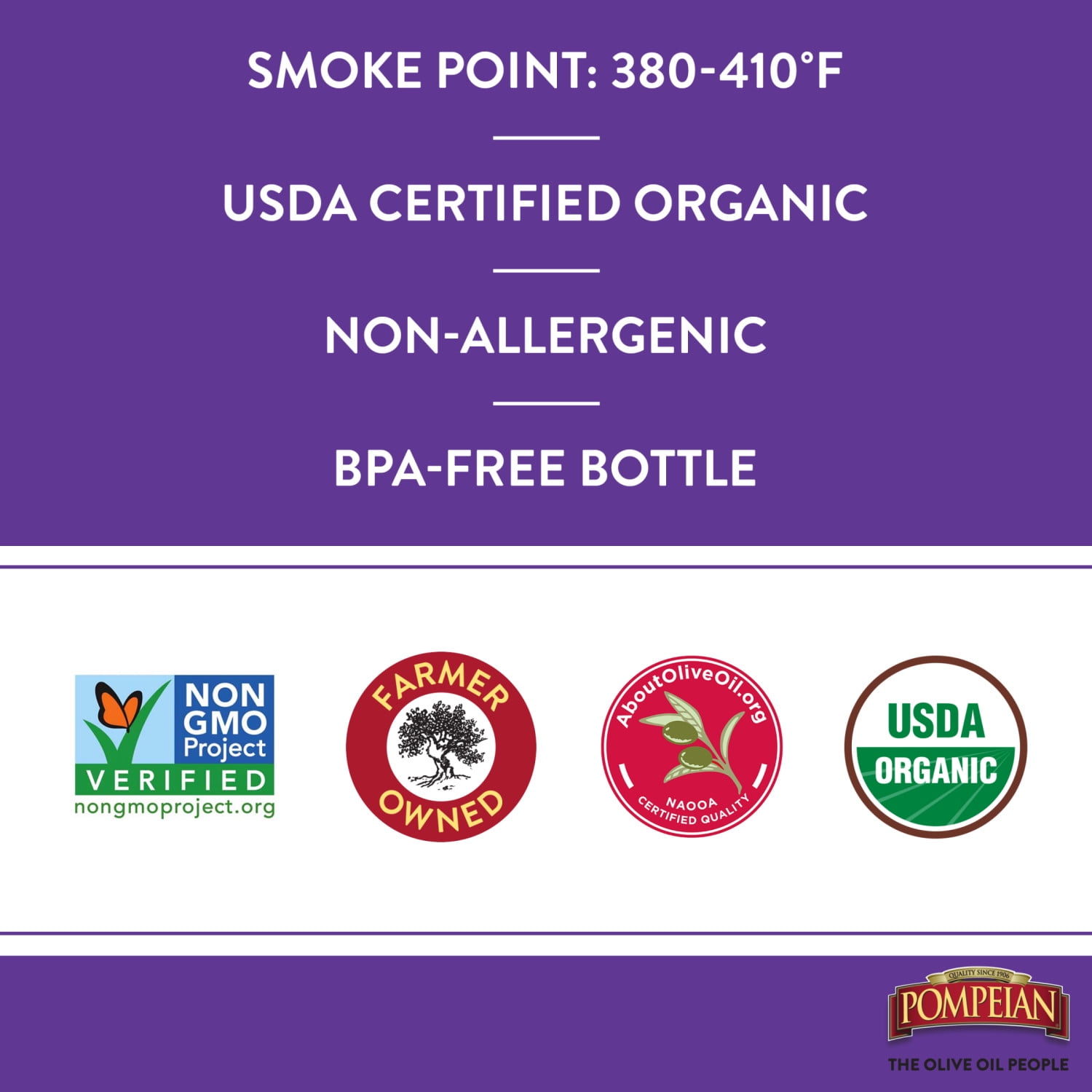 (6 pack) Pompeian Organic Robust Extra Virgin Olive Oil - 16 fl oz