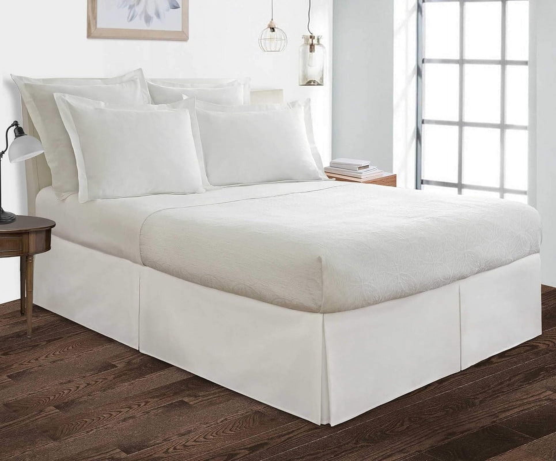 BEDDING BEGS- 100% Microfiber- Pleated Bed Skirt with 12" Tailored Drop - Hotel Luxury Bedskirt- Super Soft & Wrinkle Free-King Size- White Solid
