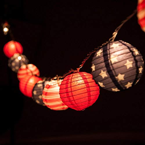 Fantado 10 Socket 4th Of July Red White And Blue Round Paper Lantern Party String Lights 4 Lanterns By Paperlantern Com Fantado 10 Socket 4th Of July Red, Round Paper Lantern String Lights