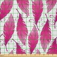 thumbnail image 2 of Ambesonne Feathers Fabric by the Yard Microfiber, Romantic Ornate Element, 1 Yard, Hot Pink Pale Pink, 2 of 2