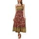 thumbnail image 1 of INSPIRE CHIC Vestido Maxi Sin Mangas de Tirantes Espagueti con Volantes de Flores Bohemias S Rojo, 1 of 5