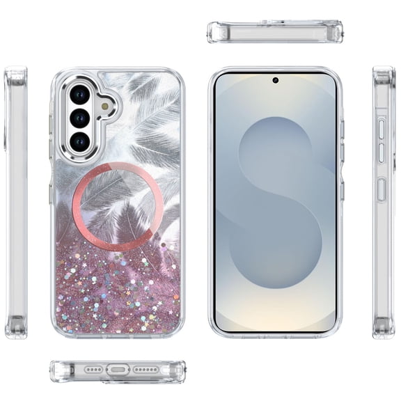 XPM for Samsung Galaxy S26 Phone Case, Epoxy Glitter Shimmer Fashion Case with Magnetic Magsafe Compatible Hybrid Sparkling Slim Protective Cover for Samsung s26 (Light Pink)