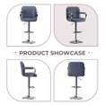 thumbnail image 3 of AFO Modern PU Leather Bar Stool Set of 4 with Backrest and Armrests, Height Adjustable 360° Swivel Counter Chair, Blue, 3 of 5