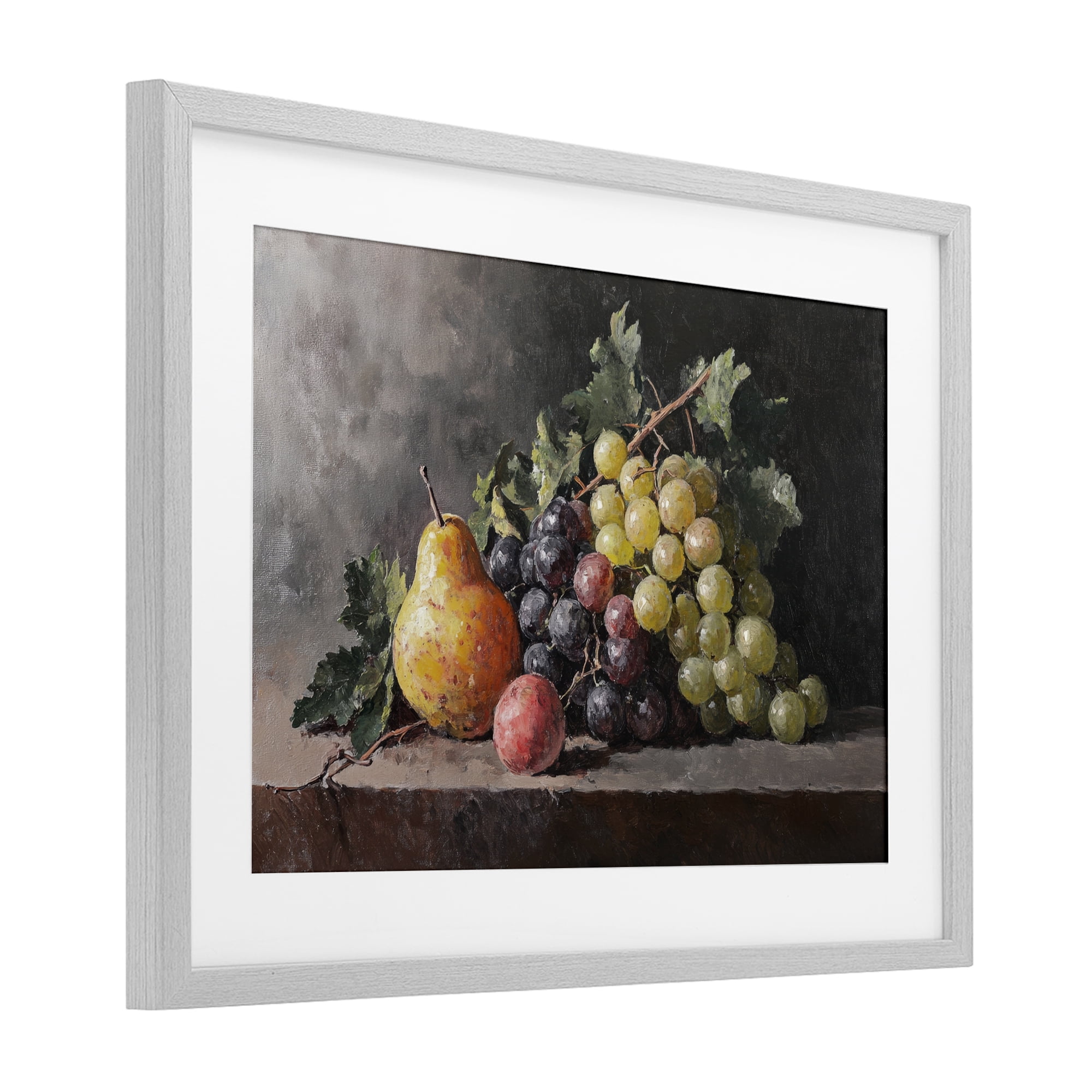 Stupell Industries Bountiful Fruit Classic Still Life Gray Framed Print Under Glass, design by Petal Prints Design