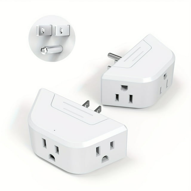 MesaSe 1PC/2PCS 3-Way Multi Plug Outlet Extender - Compact Electrical Wall Outlet Splitter Adapter for Cruise Ship Home Office Dorm Room Essentials