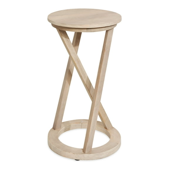 Kate and Laurel Aja Modern Side Table, 15 x 15 x 23, White, Decorative Modern Geometric Wood End Table With Round Tabletop and Unique Slanted Legs