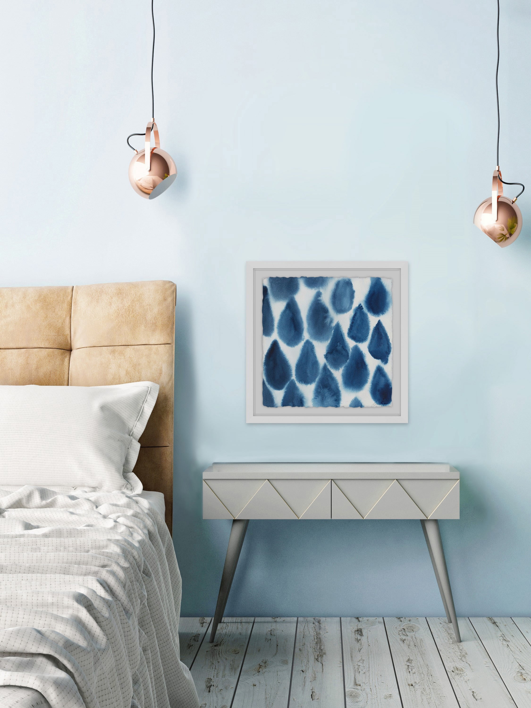 Indigo Bleed III Framed Painting Print