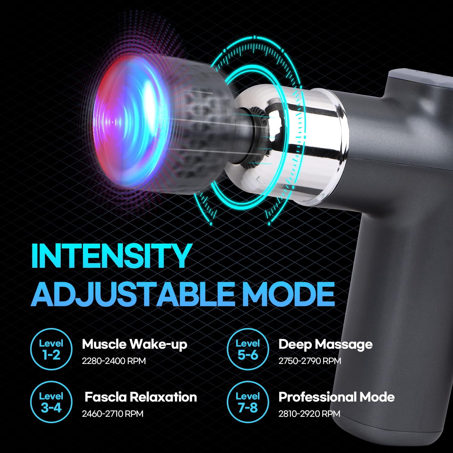 HubiCare Heat and Cool Massage Gun, Deep Tissue Impact Massager for Pain Relief, Muscle Handheld Therapy Gun, with Level 8 Intensity-Control Modes, 4 Replaceable Massage Heads