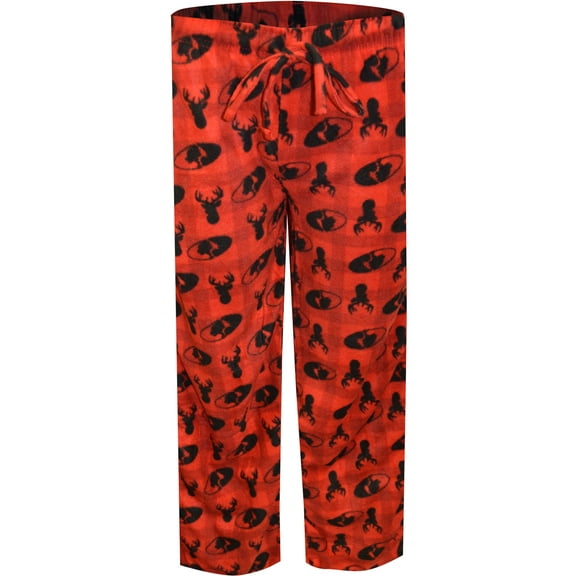 Bronze Eagle Mens Mossy Oak Men's Red Plaid Fleece Lounge Pant (Large)