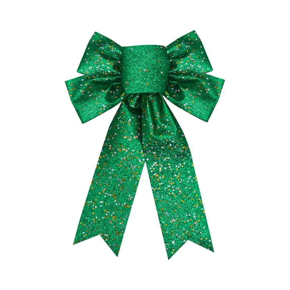 Christmas Bows Glitter Ribbon Bows Silver Bowknot 16x9 in Big Christmas Bows Decor for Christmas Tree Topper Home Front Door Outdoor Xmas New Year Party Supplies