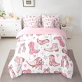 thumbnail image 3 of Manfei Southwestern Cowgirl 7-Piece Bedding Comforter Set,Western Chic Boots King Bedding Sets,Pink Bowtie Bow Knot Bed Sheets For Girl Kids,Ultra Soft Home Decor Reversible, 3 of 9