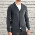 thumbnail image 2 of ibuvkizy Cardigan Sweaters for Men's Round Neck Pullover Long Sleeved Loose Base Shirt Top Sweater Dark Gray,S, 2 of 5