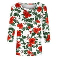 thumbnail image 4 of Cilsoka Fashion Blouses for Women, 3/4 Length Sleeve Womens Tops Crew Neck Vintage Floral Print Shirts Casual Loose Fit Basic Tunic Blouses, Graphic Trendy Tees, 4 of 5