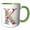 Green/White, variant on 3drose, Pretty Floral Monogram K, 11oz Two-tone Green Mug