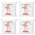 thumbnail image 1 of Circus Throw Pillow Cushion Case Pack of 4, Illustration of a Female Circus Performer Twirling Hoops While Standing on Platform, Modern Accent Double-Sided Print, 4 Sizes, Multicolor, by Ambesonne, 1 of 2