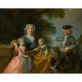 thumbnail image 3 of Nicolas Lancret 18x15 Black Modern Framed Museum Art Print Titled - Portrait of a Family, Traditionally Identified&nbsp;As Mr. and Mrs. Saint-Martin with Their Two Children in a Landscape, 3 of 5