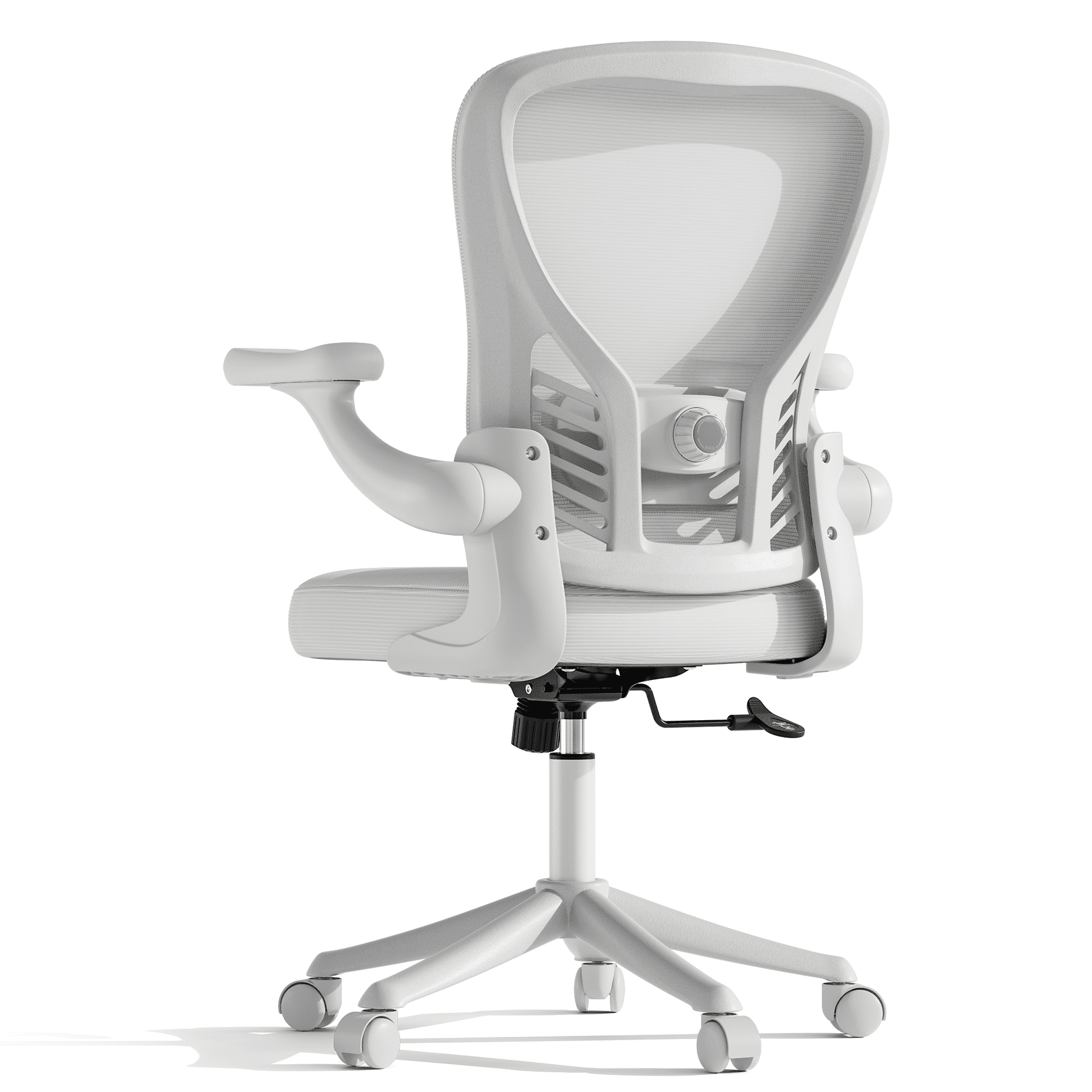 Solfway White Mesh Office Chair, Ergonomic Desk Chair with Adjustable Lumbar Support, 3D Flip-up Arms, Wheels, Rocking Function