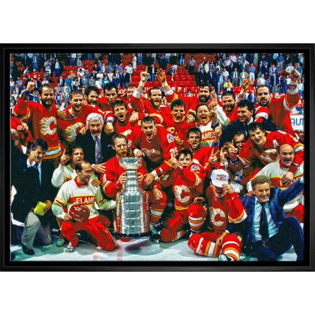 Calgary Flames 20x29 Framed Canvas 1989 Cup Celebration