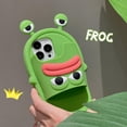 thumbnail image 4 of Kawaii Phone Cases Apply to iPhone 14,Cute Cartoon Green Slippers Phone Case with Sausage Mouth Frog Flip Flops Phone Case 3D Case Soft Silicone Protctor Women Girls for iPhone 14, 4 of 15