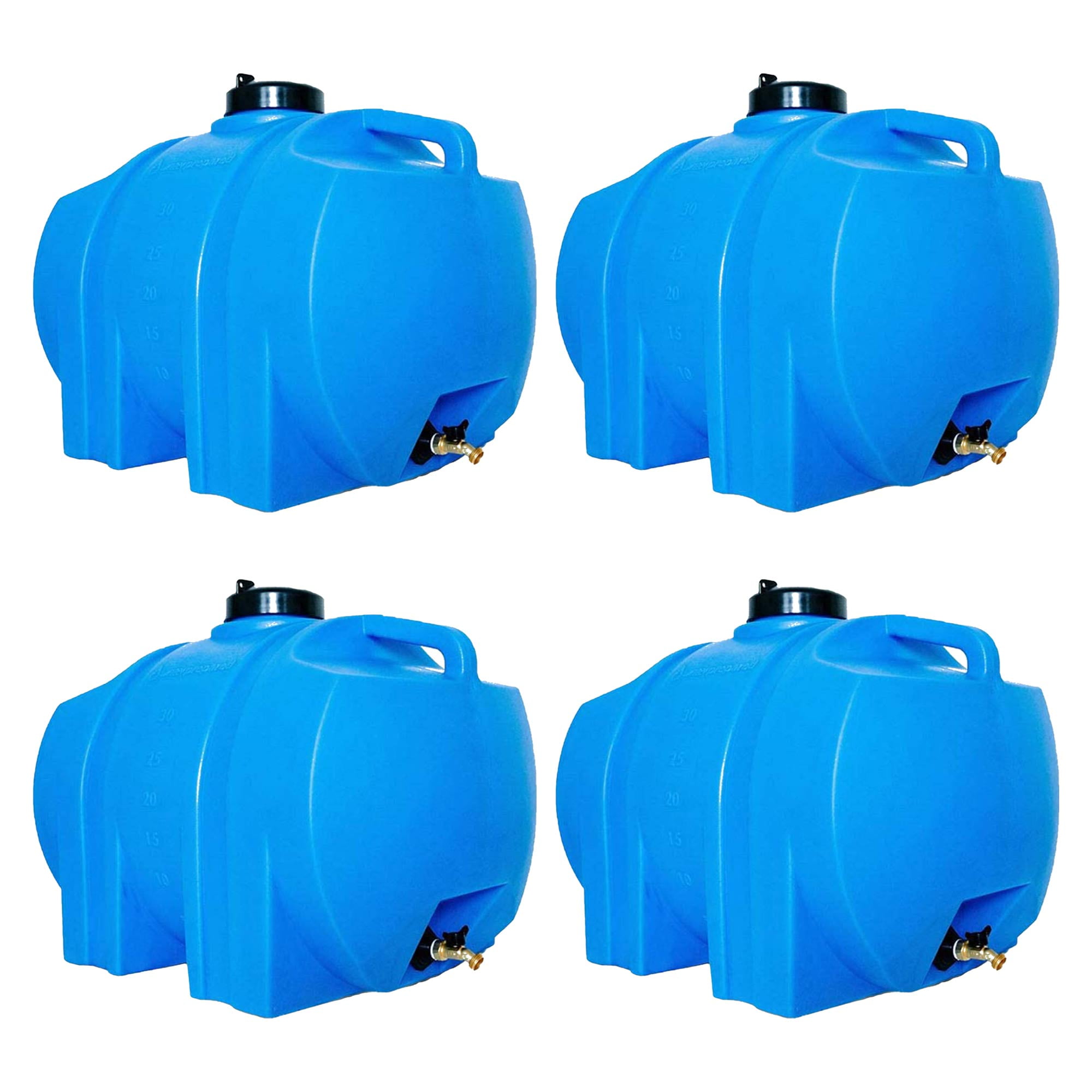 WaterPrepared 35 Gallon Utility Water Tank with Large Cap, Blue (4 Pack)