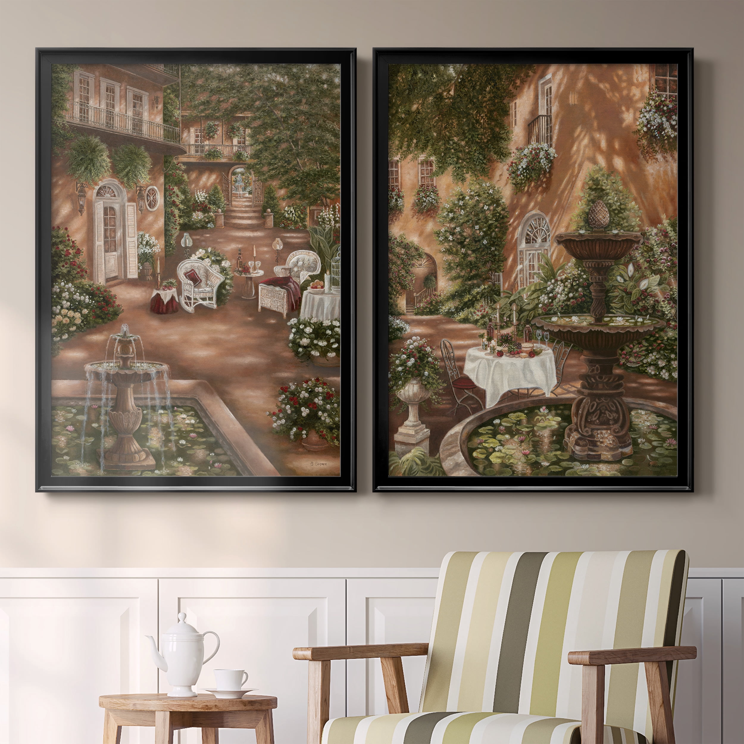 2 Piece Set Evening Cocktails I Premium Framed Canvas - Ready to Hang - 26.5 x 36.5 Each - Black Frame
